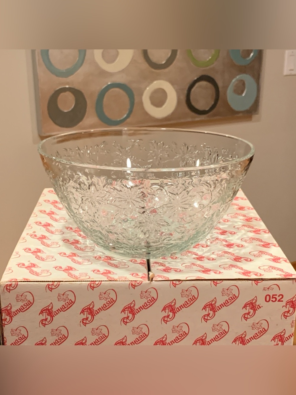 Vintage Princess House Fantasia Crystal Salad Serving Bowl 10.5” Poinsettia 052